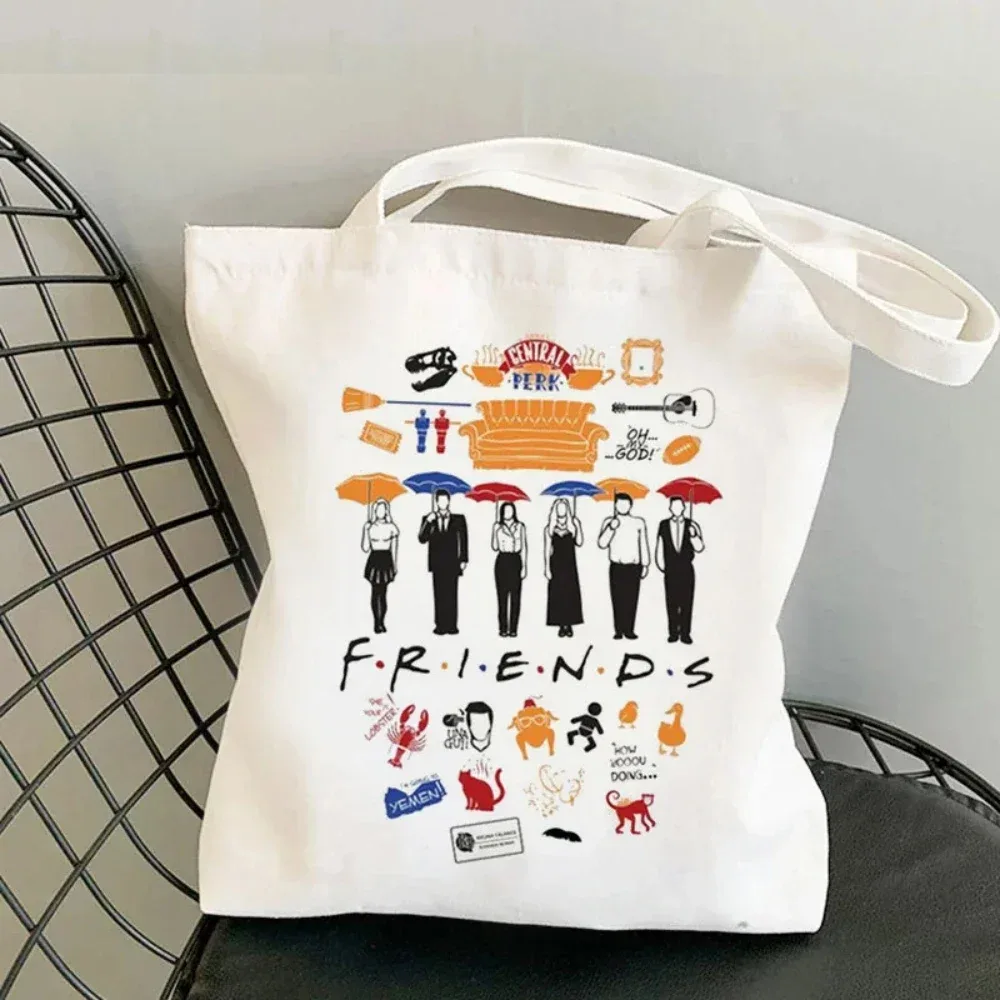 mode amis émission de télévision inspiré toile sac fourre-tout femmes décontracté style de rue harajuku shopper sac à main usage quotidien idée cadeau