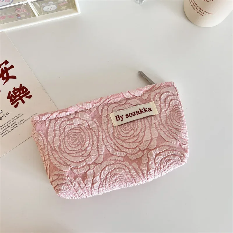 trousse de maquillage à fermeture éclair pour femmes, nouveaux sacs à cosmétiques, organiseurs, instituts floraux, stockage de poudres, trousse de maquillage, voyage