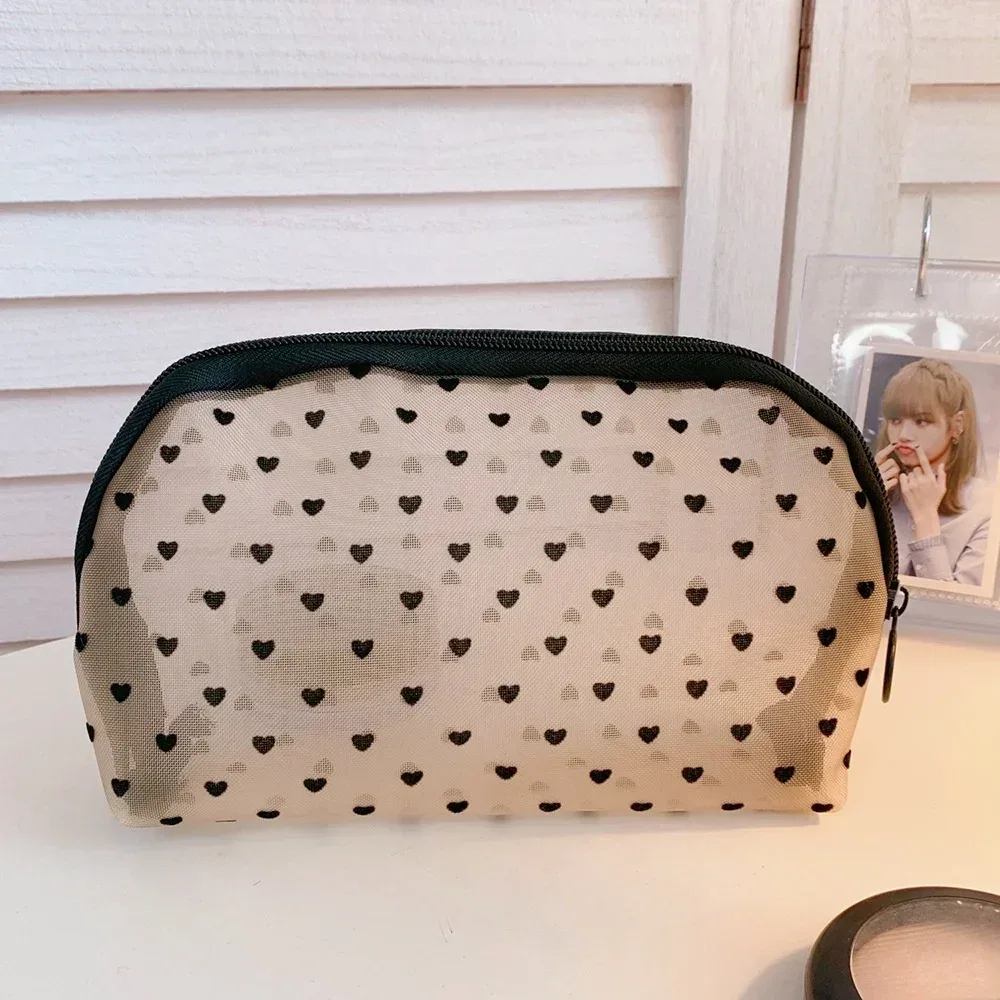 sac à cosmétiques en maille pour femmes, rangement de voyage, sac de maquillage, organisateur, pochette de maquillage portable, petite et grande trousse de toilette et de beauté