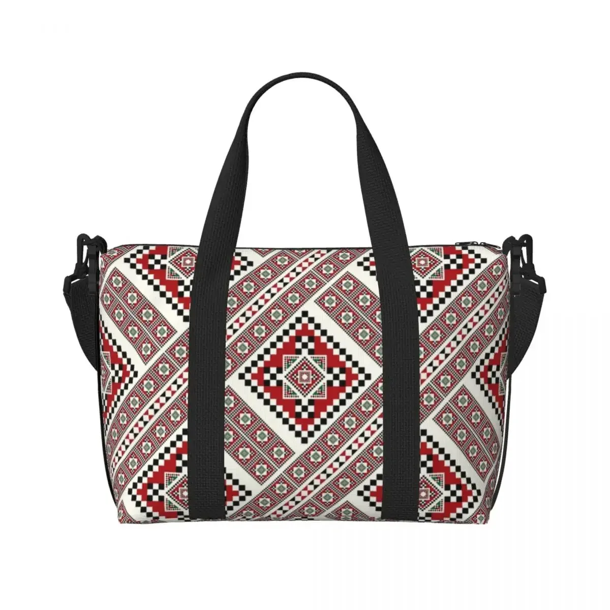 vyshyvanka – sac fourre-tout brodé pour femmes, fourre-tout coloré de style ukrainien, grande capacité, bohème, géométrique, pour salle de sport, plage, voyage