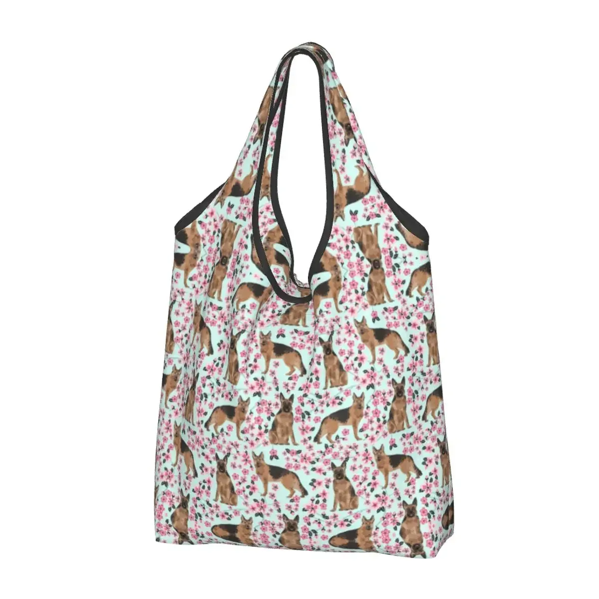 sac fourre-tout réutilisable pour femmes, sacs de courses d'épicerie portables, troupeau de contribuables allemands, sac à provisions pour amoureux des chiens, loup alsacien