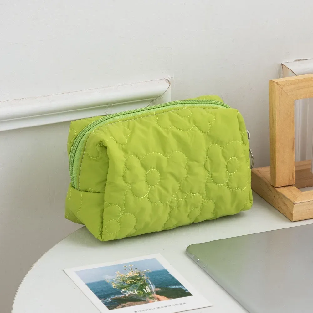 trousse de maquillage de voyage souple de grande capacité pour femmes, sac de rangement de fleurs matelassées, trousse de toilette portable, sac de détermination, document de bonbons à la mode
