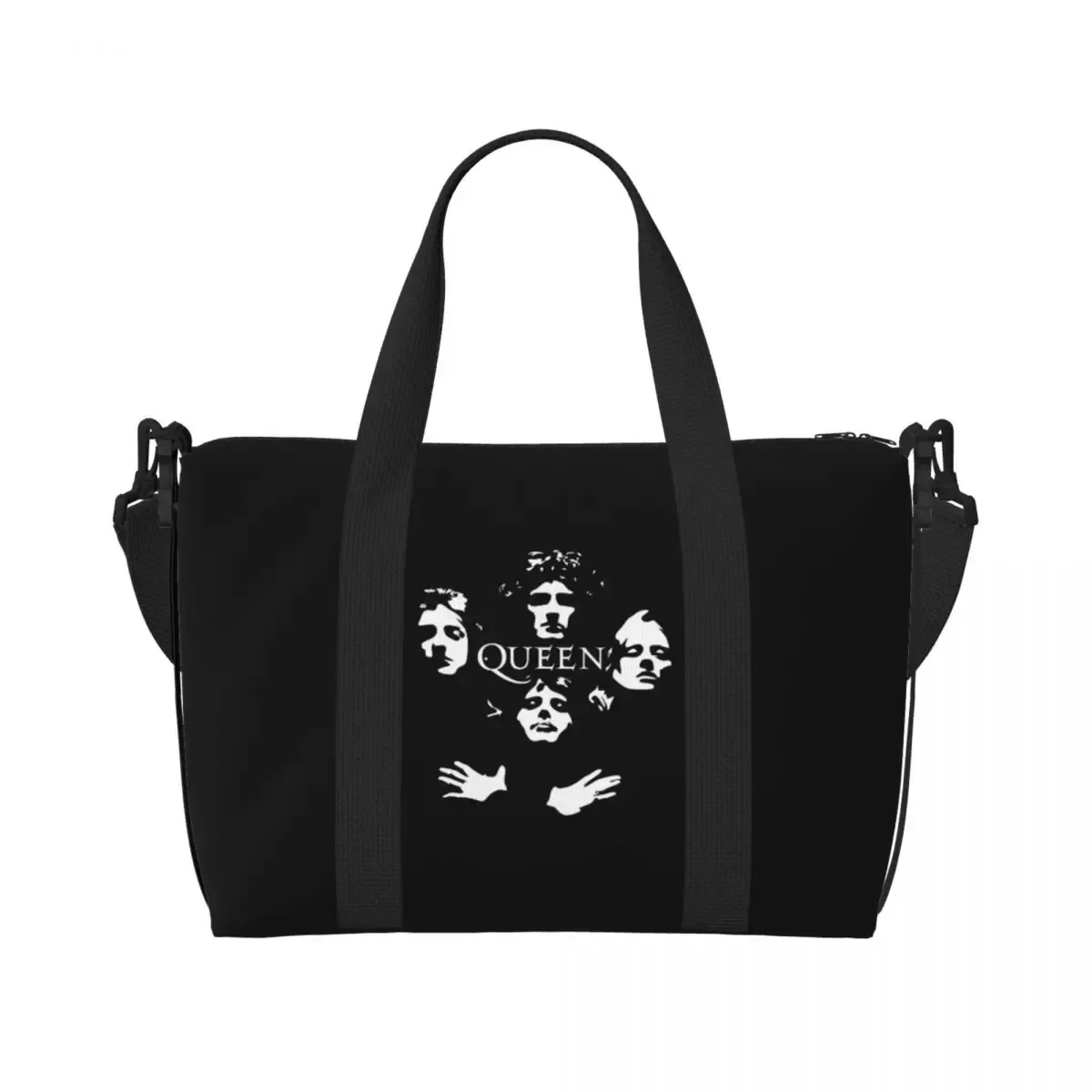sac fourre-tout personnalisé freddie mercury queen band pour femmes, sac de voyage à bandoulière de plage de grande capacité