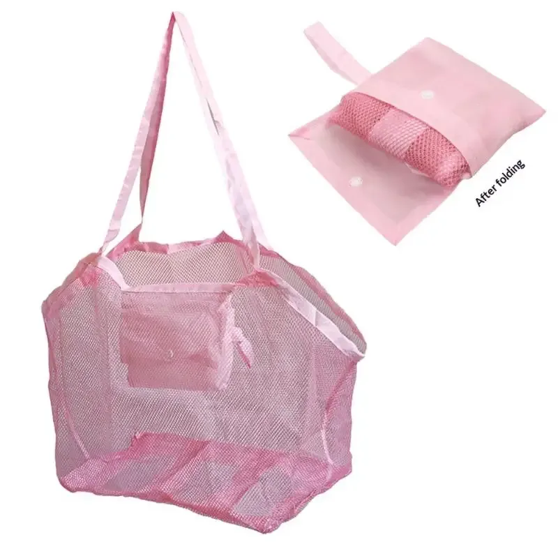 sac de rangement pliable pour jouets de plage pour enfants, 1 pièce, sac de transport en maille portable pour transporter des outils de pioche de sable, jeux en plein air
