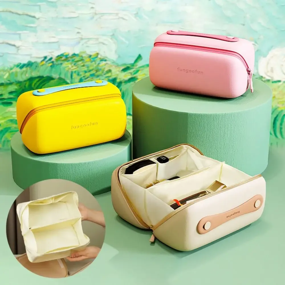 Sac de toilette portable de grande capacité, imperméable, design luxueux, sac à cosmétiques en EVA pour femmes