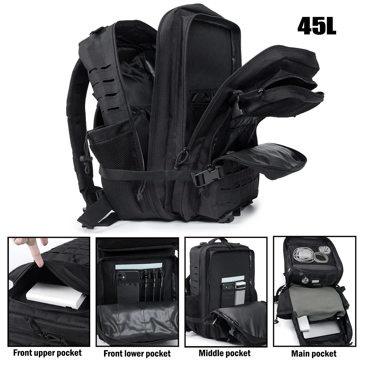 sac à dos de randonnée 25l / 45l, adapté au camping, à la pêche et aux activités sportives, et idéal pour une utilisation quotidienne, la remise en forme et les voyages