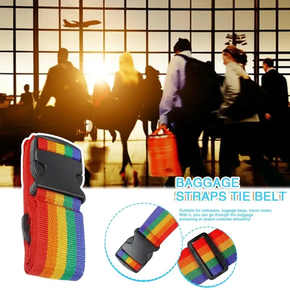 sangle de bagage arc-en-ciel réglable, ceinture de sécurité pour valise, accessoires de fixation pour valise de voyage