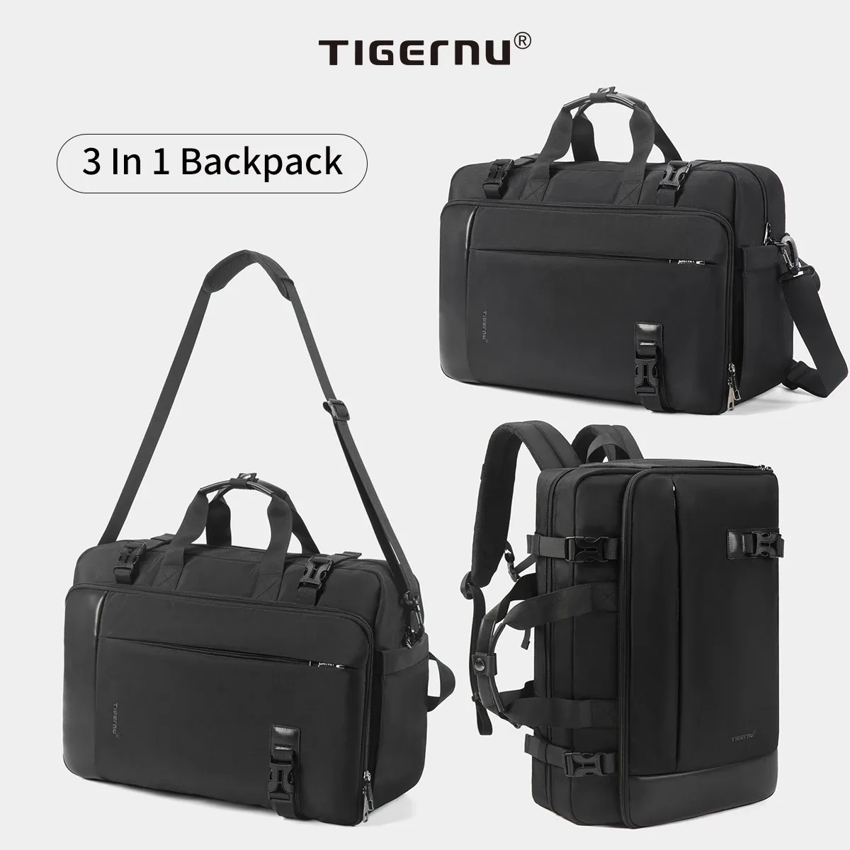 sac à dos de voyage tigernu pour hommes, sac à main pour ordinateur portable de 17 pouces, sac à bandoulière, sac de voyage 3 en 1, sacs d'école pour hommes, sac à dos