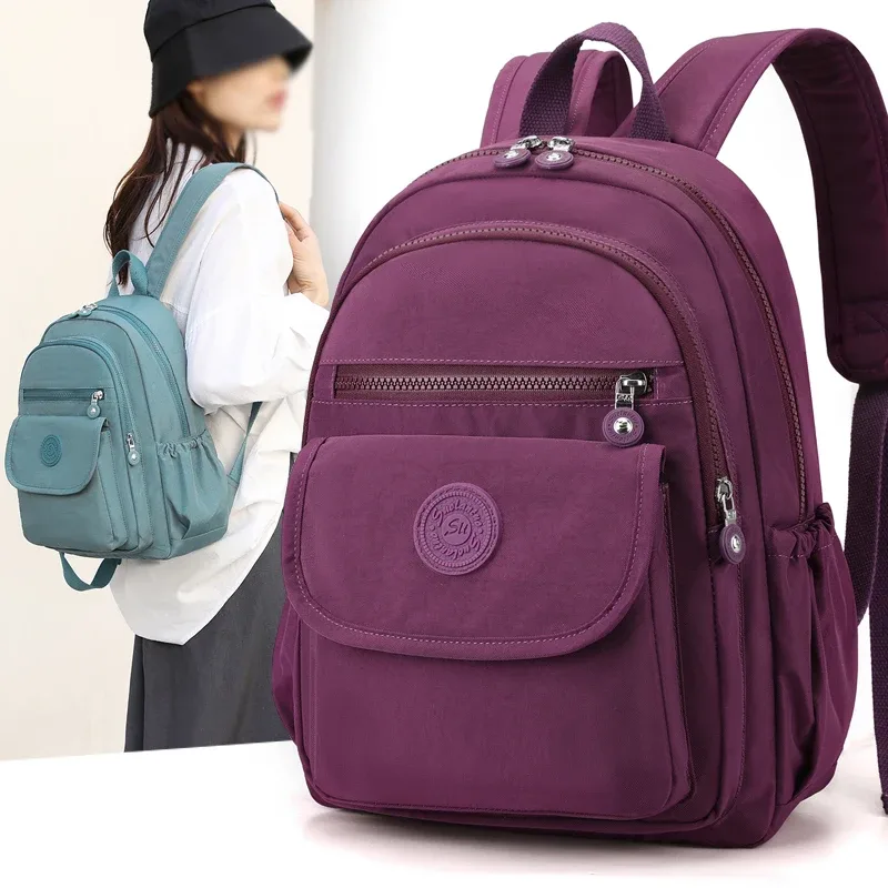 sac à dos de voyage noir élégant et léger pour femmes, grande capacité, avec bretelles réglables, pour l'école et les loisirs b