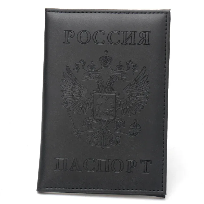 nouveau porte-passeport emblème national russe en cuir double tête aigle passeport couvre portefeuille voyage passeport couverture porte-carte d'identité