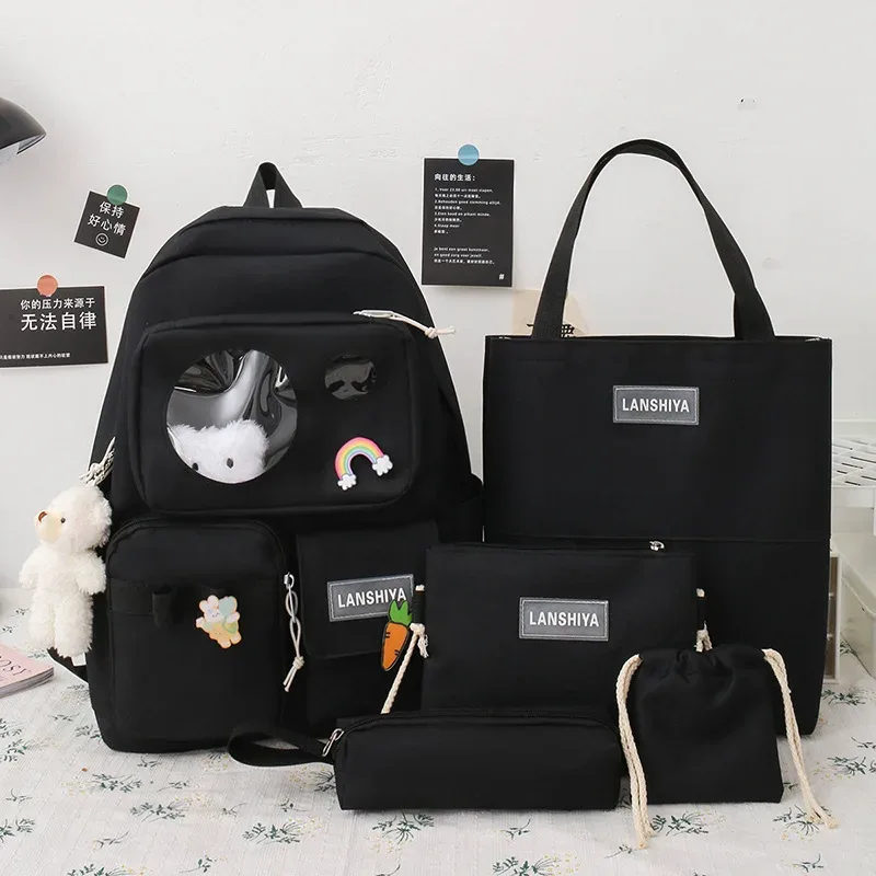 sac dos toile impermécable motif ours arc ciel carotte bleu beige femelle grande capacité dos qualité étudiant usage voyage