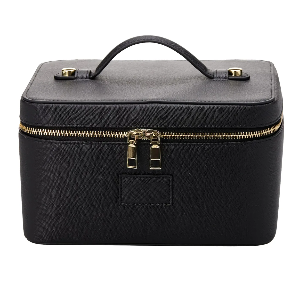 trousse de maquillage à main en pu avec compartiment, sac de maquillage portable en cuir de grande capacité, pochette cosmétique en cuir imperméable