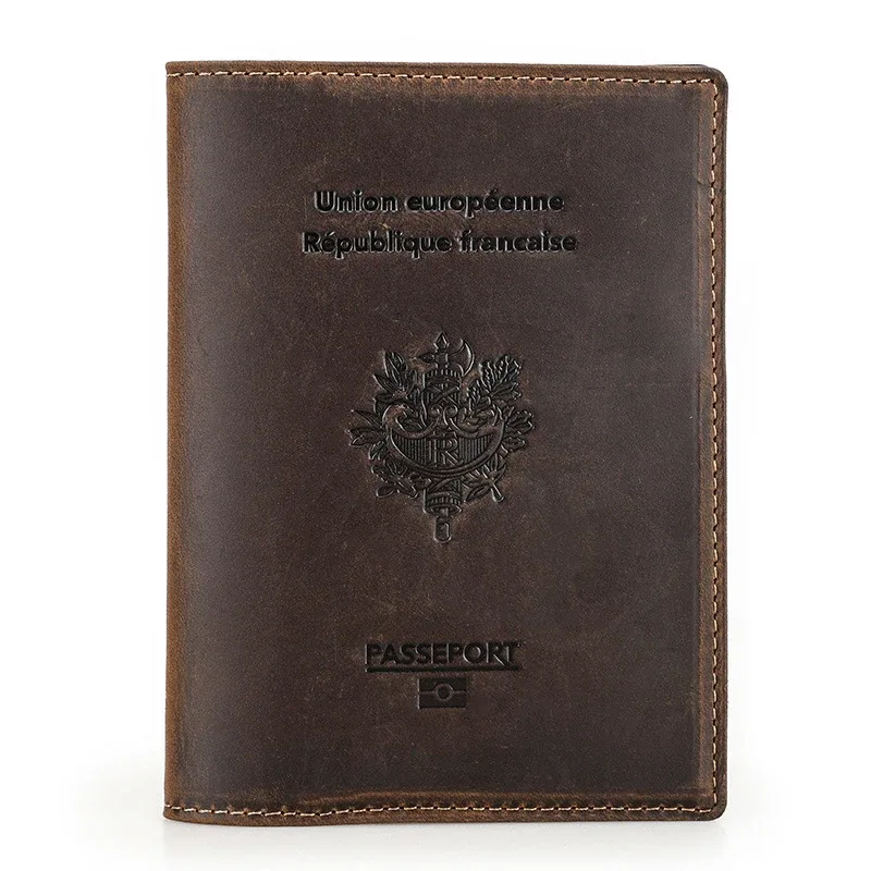 porte-passeport en cuir de vache véritable avec étui airtag-portefeuille de voyage bloquant rfid, poche anti-perte et porte-carte pour hommes et femmes