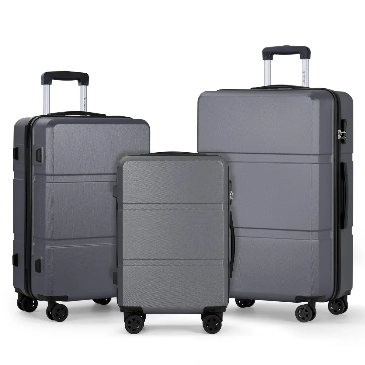 ensemble de valises yonsly 3 pièces 20/24/28 pouces 360 °   valise à roulettes avec serrure à combinaison, double fermeture éclair, sac en maille, poignée en caoutchouc souple, grande taille xxl pour les excursions familiales en vacances
