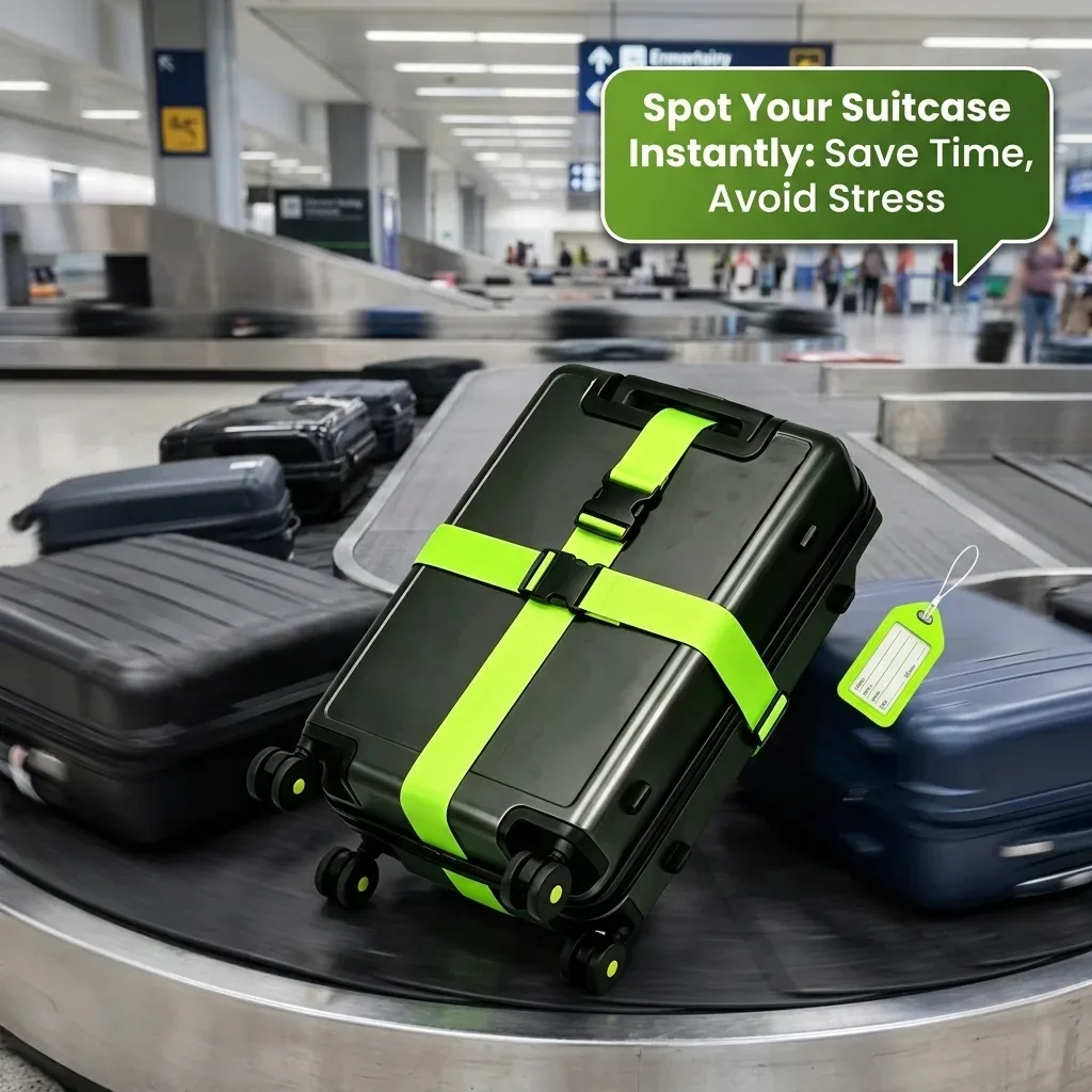 bande sécurité polyester vert étiquette code qr accessoire voyage valise sac main renforcement identification