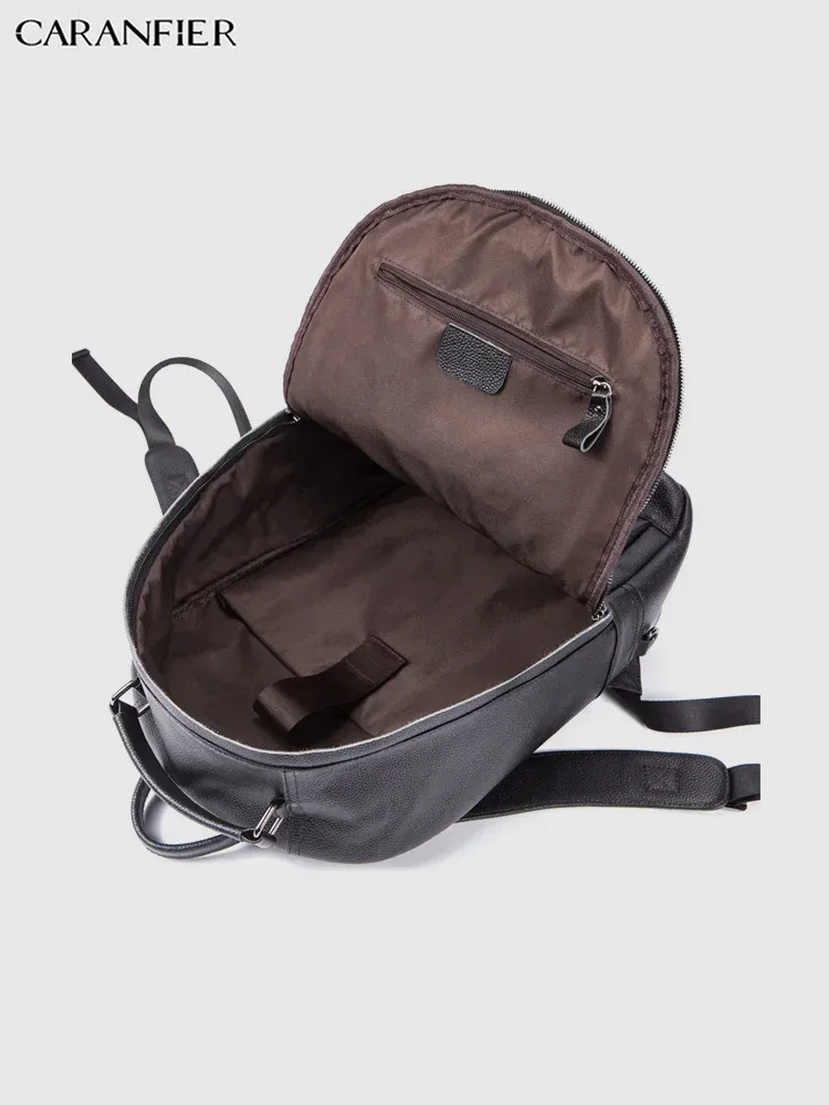 sac dos cuir véritable noir marron clair compartiment intérieur bandoulière détachable poches extérieures jacquard grande capacité usage voyage business casual vintage