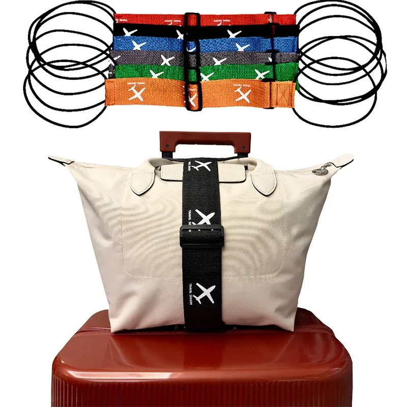 sangle de suspension fixe solide et résistante à l'usure, corde élastique pour bagages, ceinture de liaison imprimée à motif d'avion, ceinture de liaison pour valise