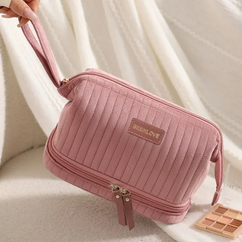 Sac de rangement de maquillage portable, grande capacité, trousse à cosmétiques multi-compartiments pour pinceaux, cosmétiques, rangement de voyage