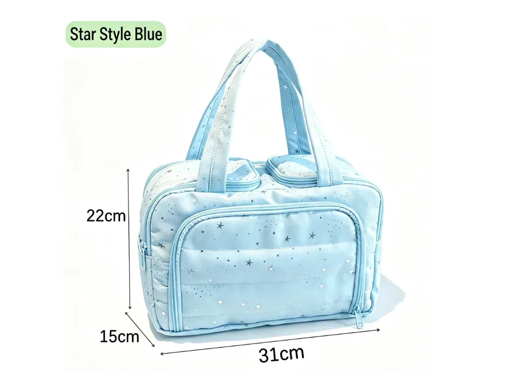 trousse de maquillage portable légère et élégante, grande capacité, compartimentée, double ouverture, pochette de voyage pour articles de toilette