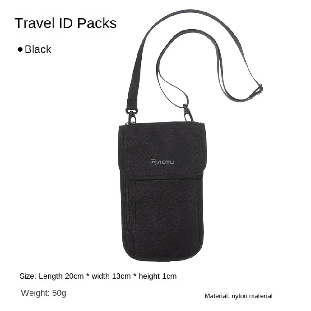 accessoires de voyage portefeuille de voyage en nylon kaki noir portefeuille pour passeport avec fermeture éclair housse de protection pour passeport pochette de voyage pour le cou