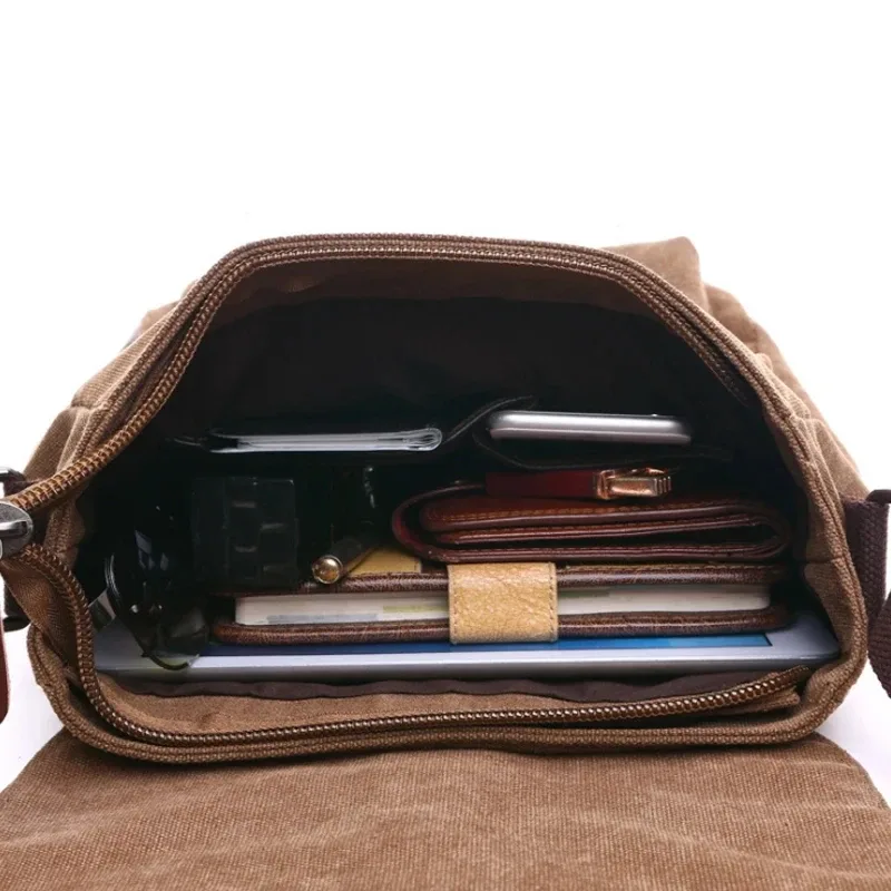 toile hommes sacs de messager d'affaires pour hommes sac à bandoulière vintage toile sac à bandoulière rétro décontracté bureau sac de voyage