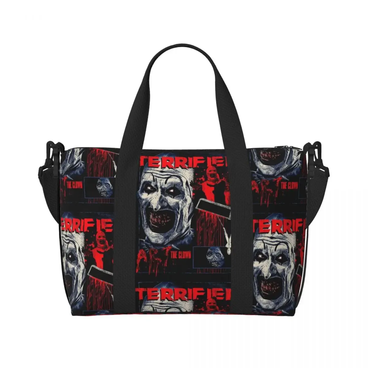 sac fourre-tout personnalisé t-terrifiers 3 halloween pour femmes, sacs de voyage de grande capacité pour plage et gymnastique