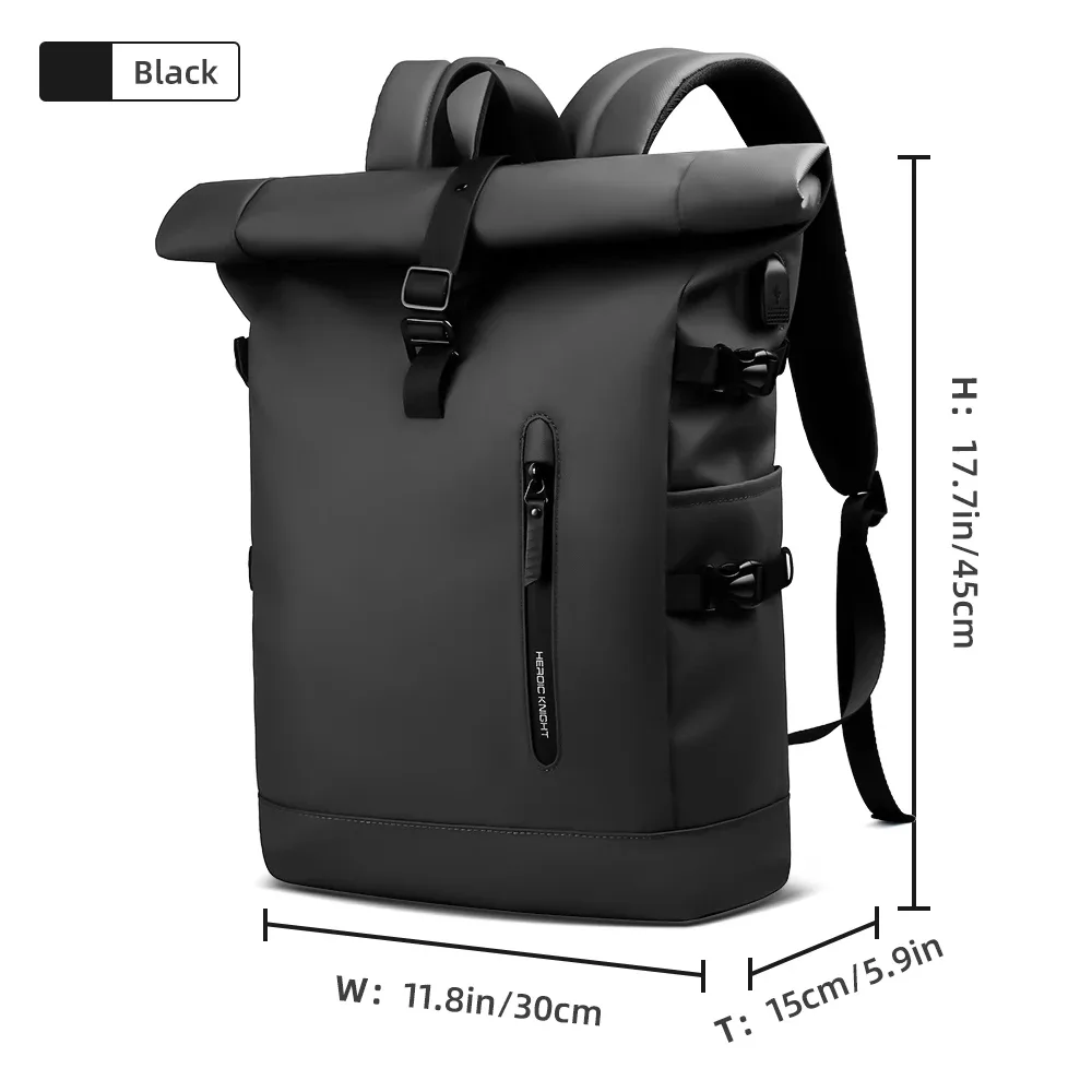 heroic knight – sac à dos étanche pour hommes et femmes, sac à dos de voyage extensible avec chargeur usb, sac pour ordinateur portable de grande capacité, mochila