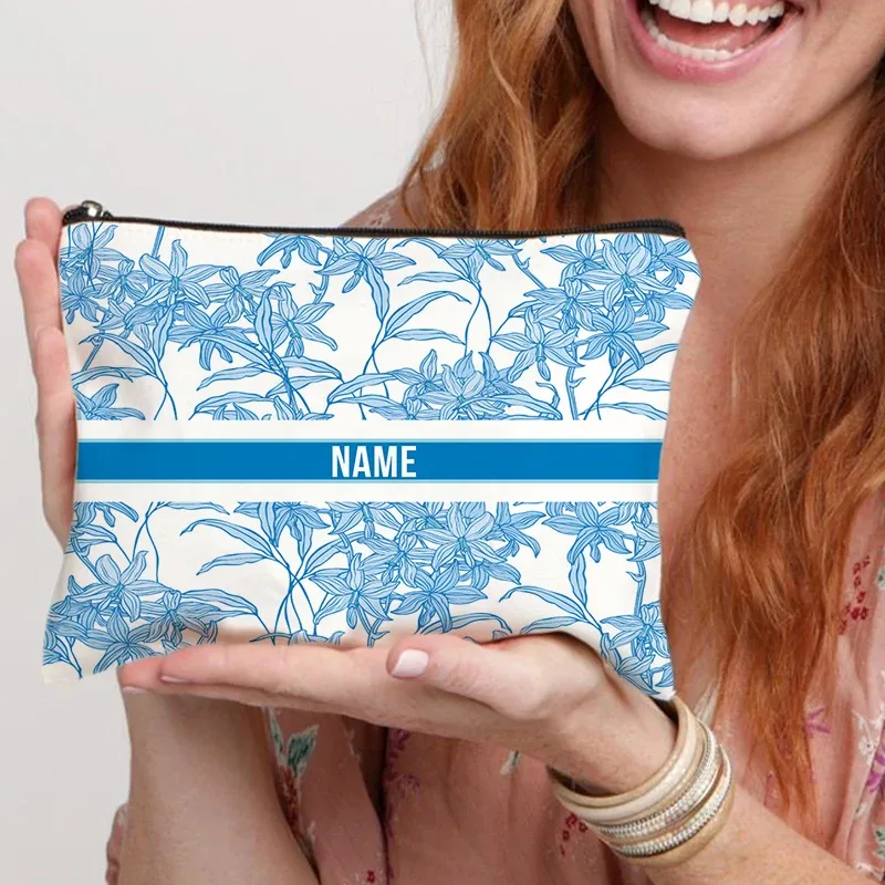 trousse de maquillage personnalisée avec nom pour femmes, cadeau pour enseignant, pochette cosmétique personnalisable, trousse de toilette de voyage, trousse à crayons scolaire