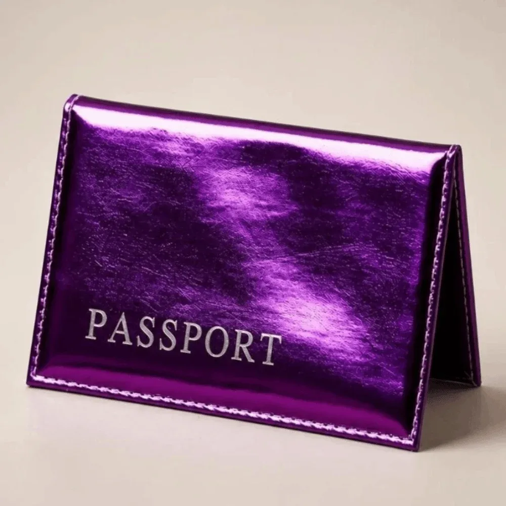 porte-passeport en cuir pu tendance, imperméable, brillant, avec paillettes, porte-cartes de crédit, multifonction, pour voyages d'affaires