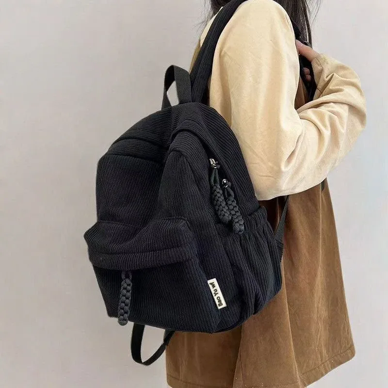 sac à dos en velours rayé pour femmes, petit sac à dos de voyage en velours côtelé pour étudiantes, nouvelle mode 2025