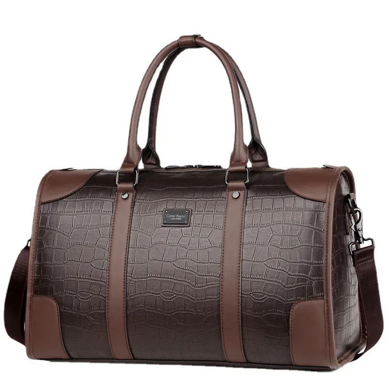 sac à main de mode pour hommes, fourre-tout de voyage d'affaires, sac de bagages de luxe en cuir pu alligator avec bandoulière, sacs à bandoulière