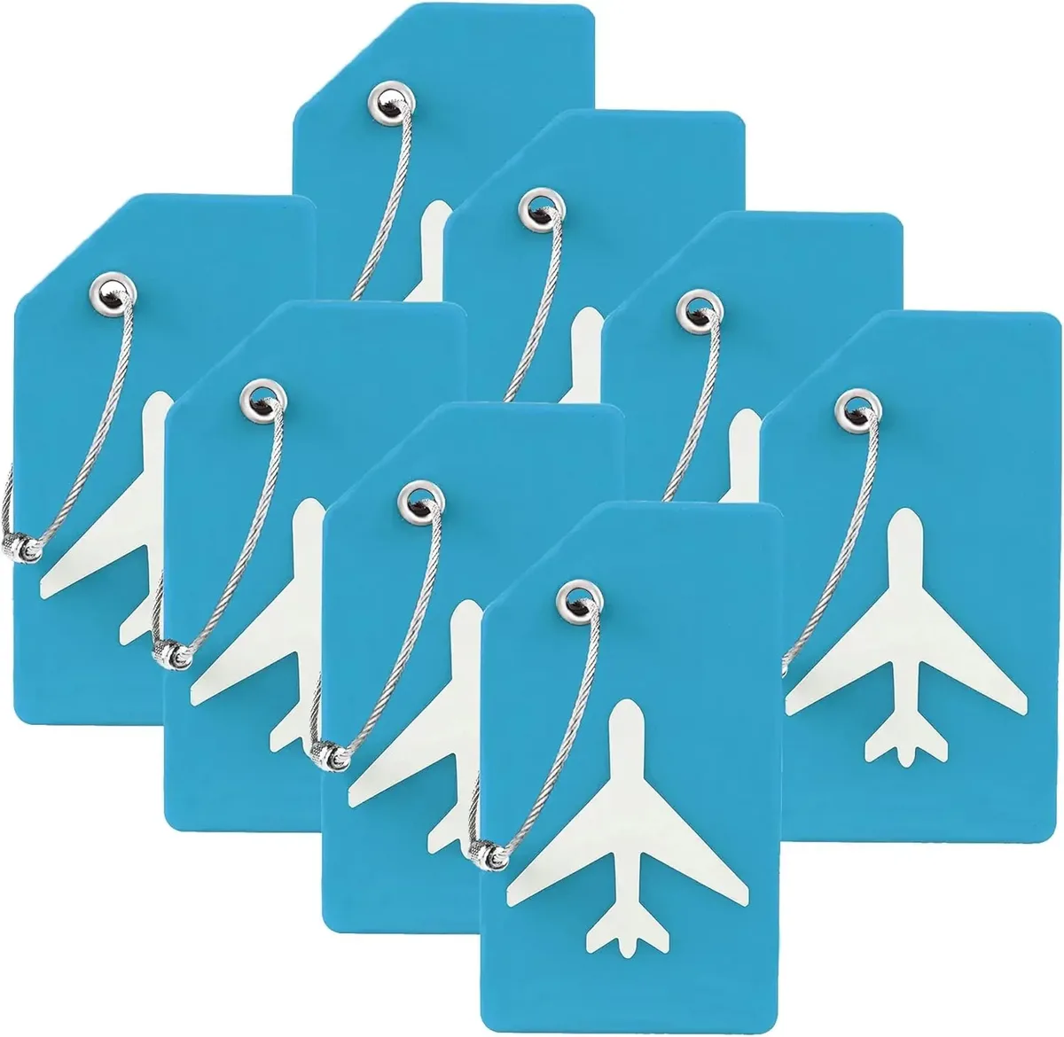 lot de 8 étiquettes de bagages en silicone de couleurs assorties avec boucles en acier inoxydable, étiquettes de valise de voyage avec protection de la confidentialité tsa