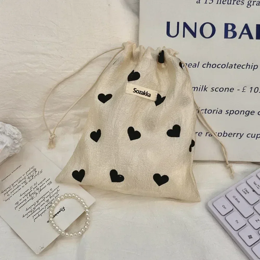 sacs à cordon college d'amour pour filles, sac de rangement pour pièces de monnaie, clé, rouge à lèvres, sac à poussière pour bijoux, sacoche de toilette portable, pigeza, l, m, s