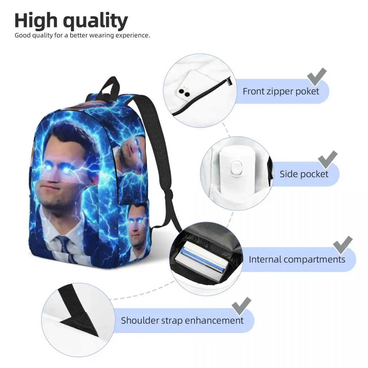 sac à dos c-charlie k-kirk pour hommes, femmes, adolescents, étudiants, randonnée, voyage, sac à dos pour ordinateur portable, sacs en toile pour l'extérieur