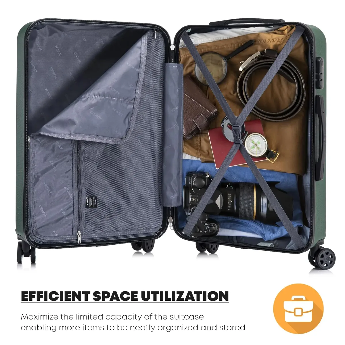 ensemble de valises yonsly 4 pièces 16/20/24/28 pouces, valise rigide à roulettes avec 4 roulettes 360° °   valise à roulettes avec poignée en caoutchouc souple et serrure à combinaison pour les voyages de vacances, d'affaires ou en famille