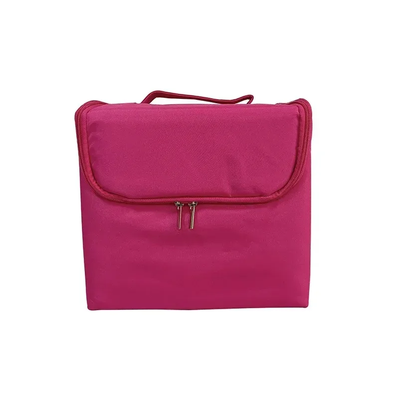 grande trousse de maquillage portable, boîte à outils multifonctionnelle pour nail art et beauté, sac cosmétique de rangement multi-niveaux en tissu oxford avec fermeture éclair