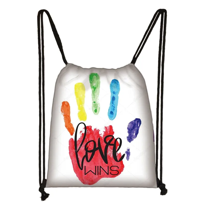 sac à dos à motif de cœur arc-en-ciel lgbt, sacs à cordon de proximité pour les zones de voyage, sac de rangement arc-en-ciel, mode thon, lesbienne et gay pride, cadeau