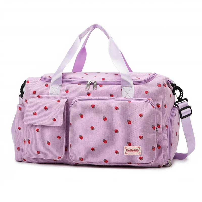 sac fourre-tout de voyage en velours côtelé, sac de voyage de grande capacité avec compartiment à chaussures, sacs de sport et de fitness pour femmes