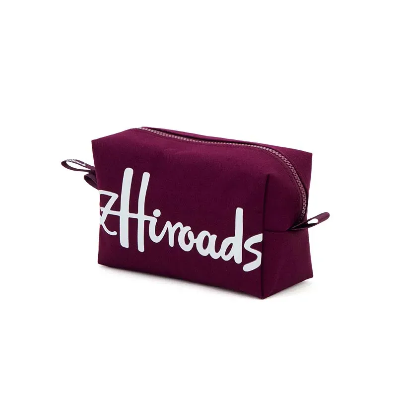 trousse de maquillage en coton avec fermeture éclair et pochette cosmétique de conception de mode de logo de marque pour les femmes 