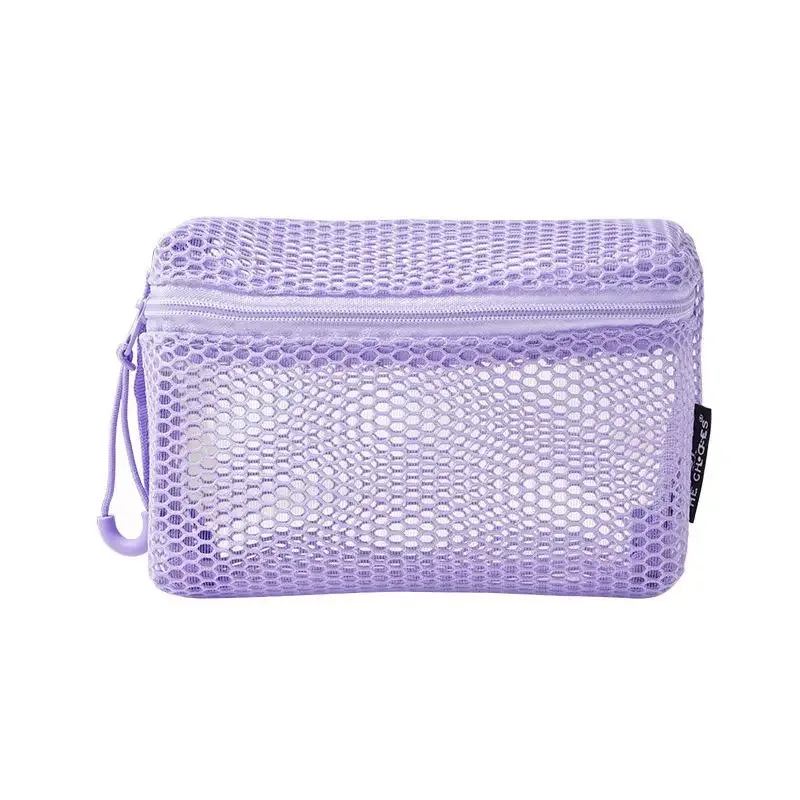 sac de toilette de voyage en maille unisexe, pochette transparente à fermeture éclair, organisateur de rangement cosmétique réutilisable, 1 pièce