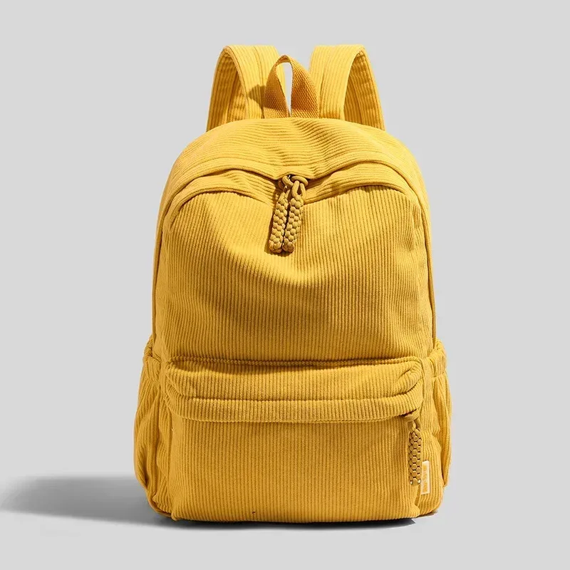 sac dos velours cotelé gris compartiment intérieur bandoulière arquée fermeture éclair usage etudiant femmes