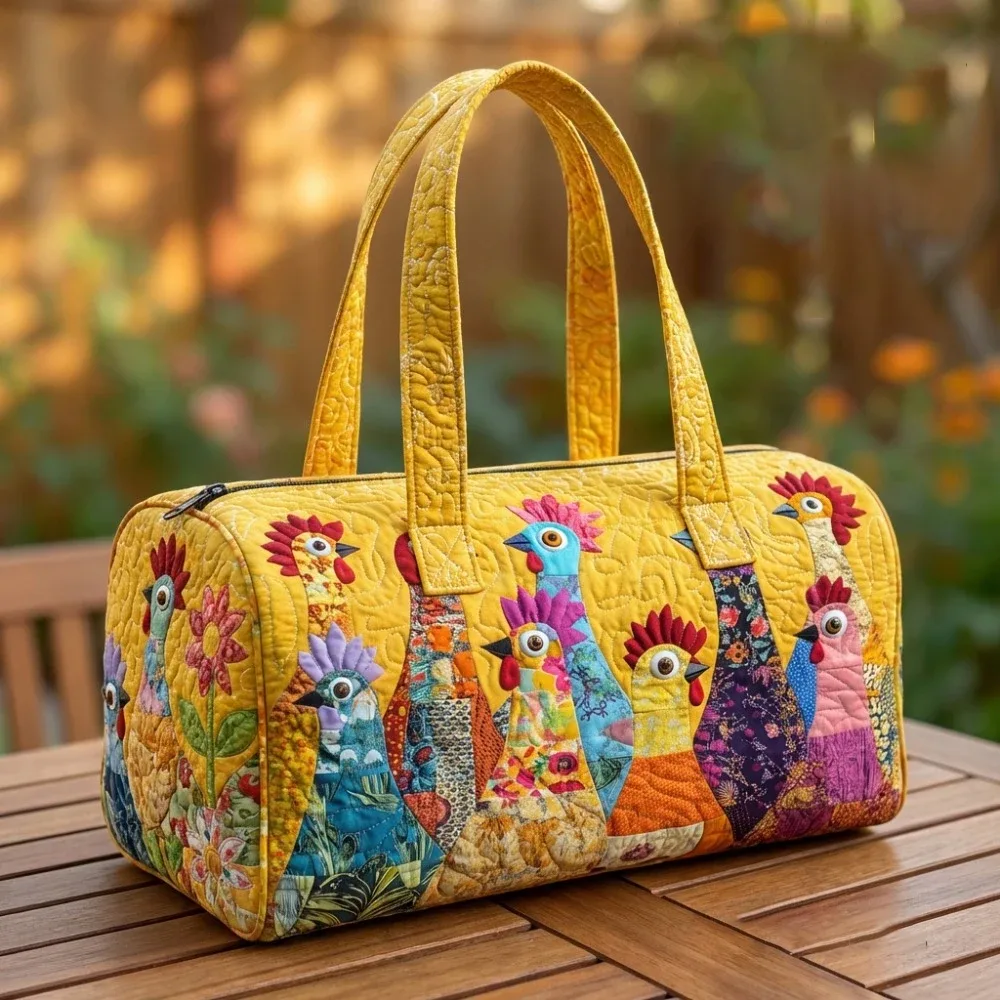 sac de voyage matelassé gf funny art à imprimé poulet, style bohème 2026, personnalisé, fourre-tout de voyage pour femmes et hommes, sac de week-end