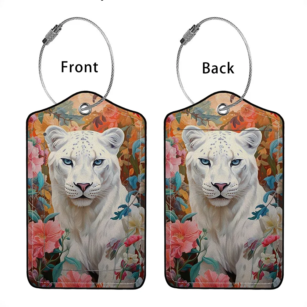 vente flash étiquette de bagage en cuir avec animaux mignons, étiquette d'adresse pour valise, étiquette d'embarquement pour bagage, clip d'identification avec nom et adresse