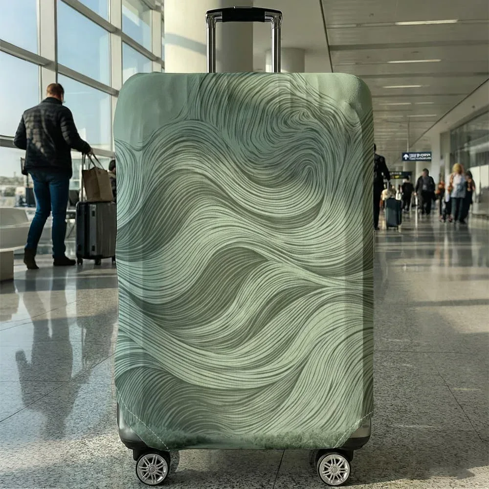 housse de protection pour bagages à motif de lignes ondulées bleu et violet, adaptée aux bagages de 18 à 32 pouces, avec poignées, accessoire de voyage