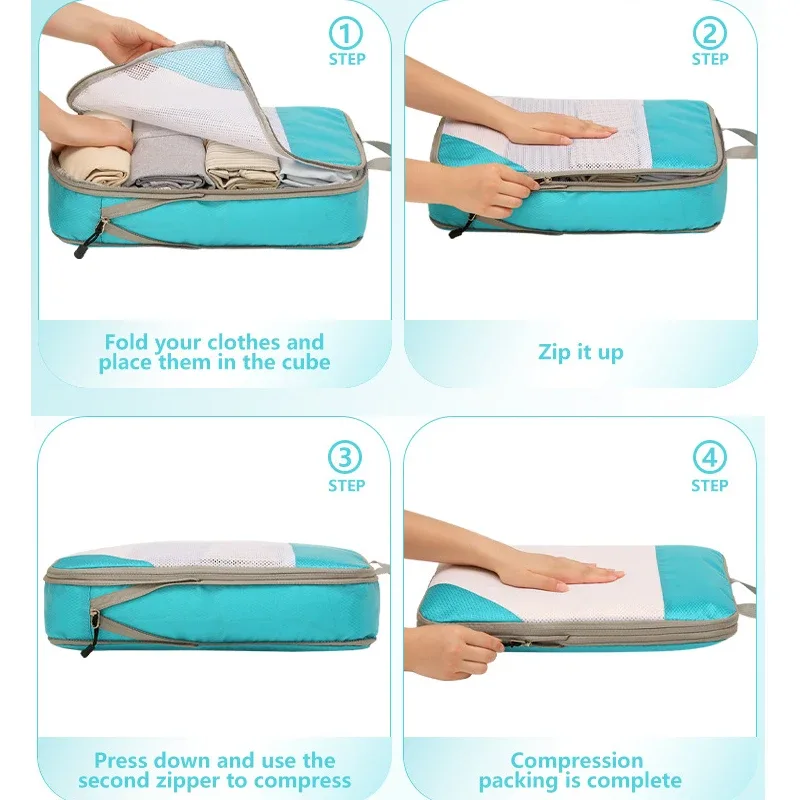 sac de rangement de voyage pour placard, bagages de voyage pour vêtements, chaussures, articles de toilette, cosmétiques, cubes d'emballage anti-poussière, sac de compression