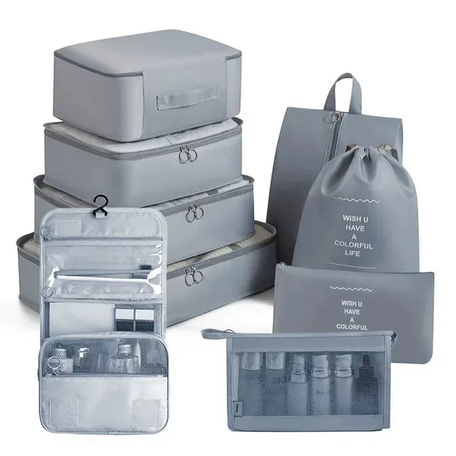 organisateur voyage polyester visibilité sac compresseur vêtements accessoires beige rose pâle léger résistant transport