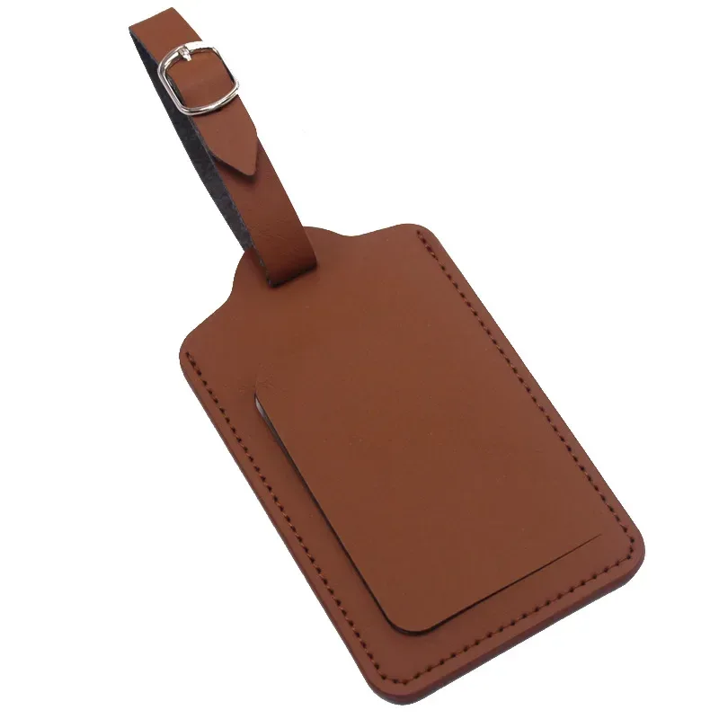 étiquette de bagage en cuir pu pour femmes et hommes, accessoires de voyage, porte-nom et adresse pour valise, étiquette d'embarquement portable