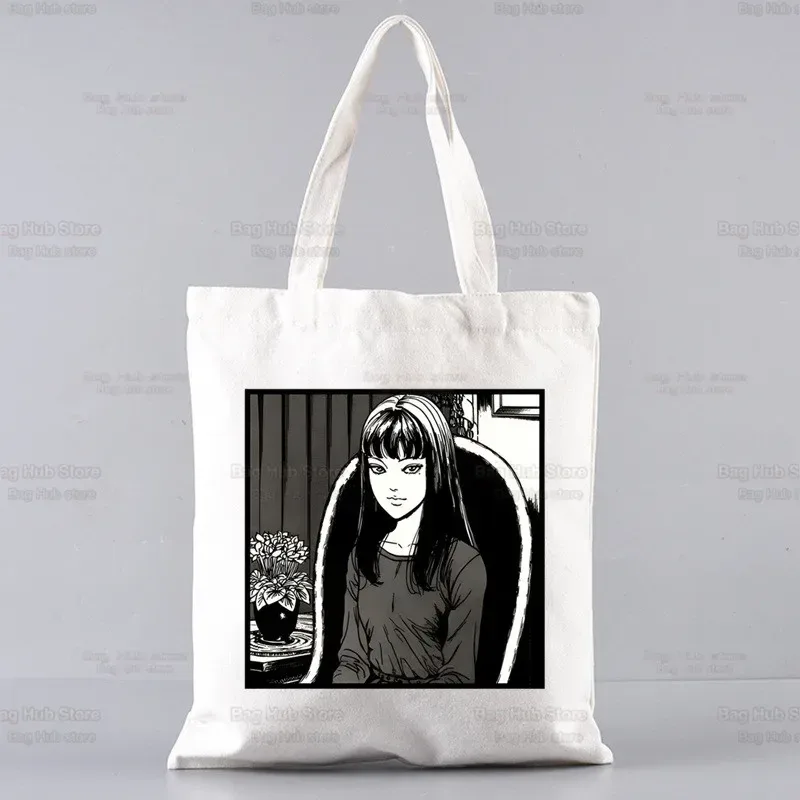 junji ito japonais manga graphique dames sacs à main tissu toile sac fourre-tout shopping voyage femmes eco réutilisable épaule