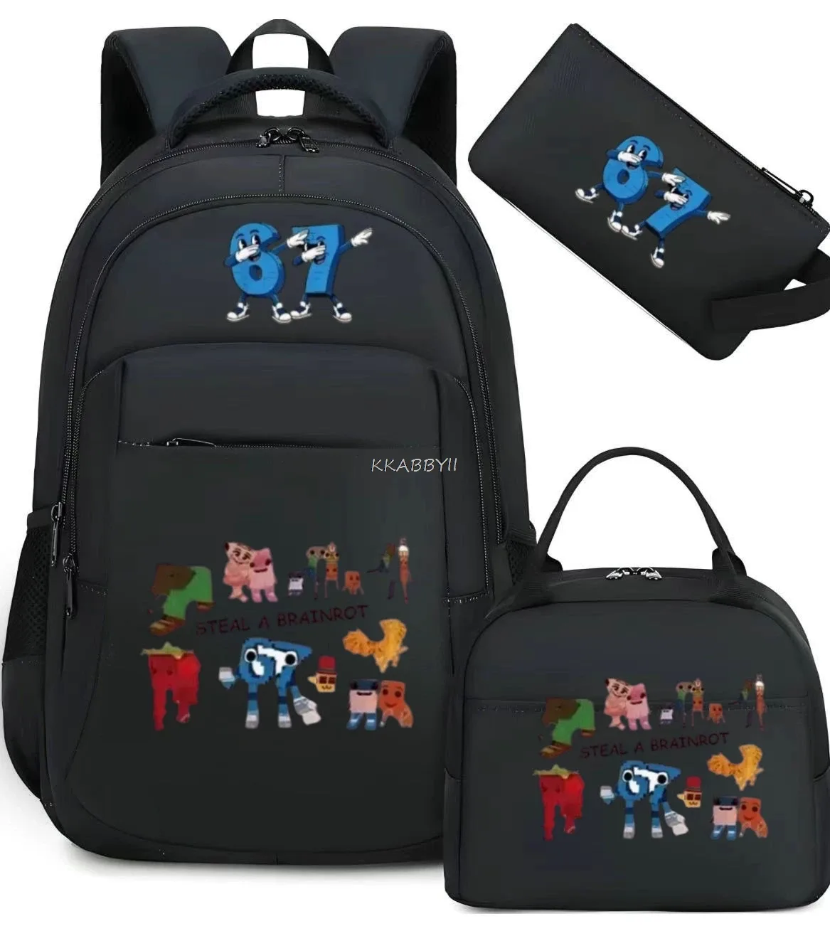 sac à dos steal a brainrot avec sac à lunch pour adolescents et étudiants, ensemble de voyage décontracté et confortable