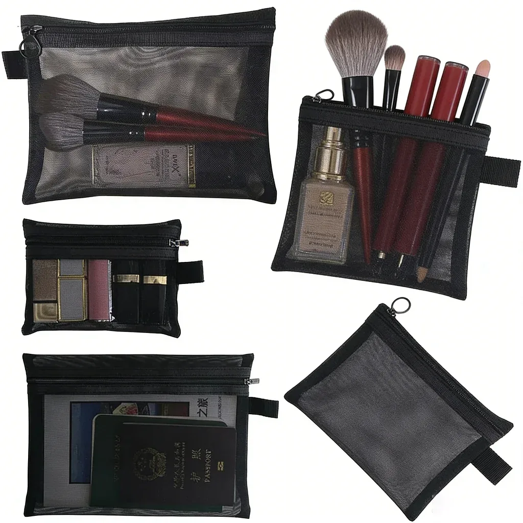 sac à cosmétiques en maille, sac de rangement de voyage, organisateur de maquillage, pochette de maquillage pour femme, petite et grande trousse de toilette portable